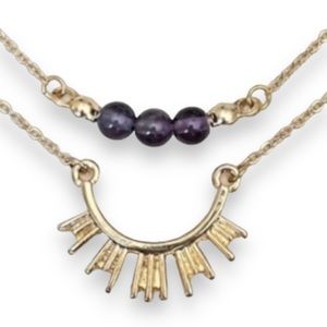 Nordstrom Stephen & Co. Half Sun and Purple Amethyst Layered Necklace Goldtone
